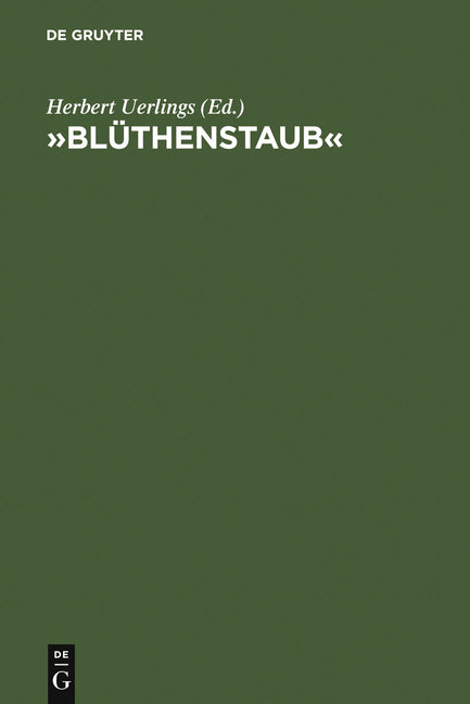 »Blüthenstaub«: Rezeption Und Wirkung Des Werkes Von Novalis (Reprint 2010) - Ingram