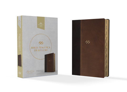 Rvr 1960 Biblia Temática de Estudio, Marrón Oscuro/Marrón Piel Fabricada Con Índice - Ingram