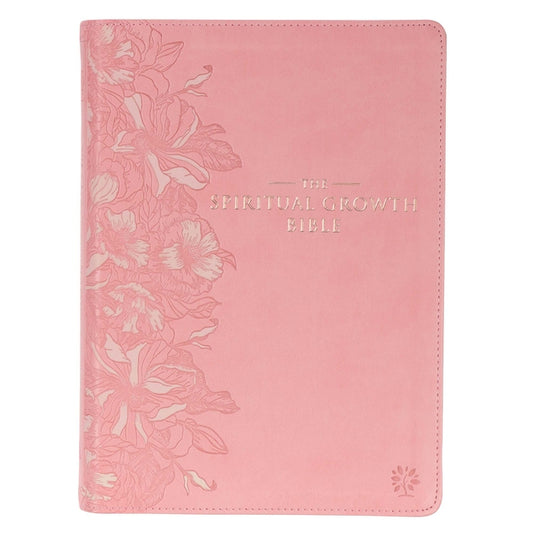 Spiritual Growth Bible, Study Bible, NLT - New Living Translation Holy Bible, Faux Leather, Pink - Ingram