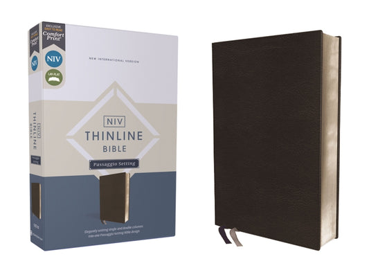 Niv, Thinline Bible, Passaggio Setting, Leathersoft, Black, Red Letter, Comfort Print: Elegantly Uniting Single and Double Columns Into One Passaggio - Ingram