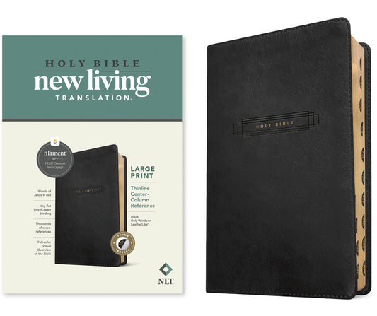 NLT Large Print Thinline Center-Column Reference Bible, Filament Enabled (Leatherlike, Black Holy Windows, Indexed, Red Letter) - Ingram