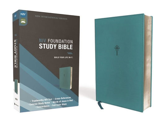 Niv, Foundation Study Bible, Leathersoft, Teal, Red Letter - Ingram