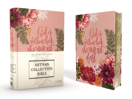 Niv, Artisan Collection Bible, Cloth Over Board, Pink Floral, Designed Edges Under Gilding, Red Letter Edition, Comfort Print - Ingram