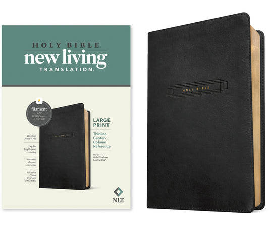 NLT Large Print Thinline Center-Column Reference Bible, Filament Enabled (Leatherlike, Black Holy Windows, Red Letter) - Ingram