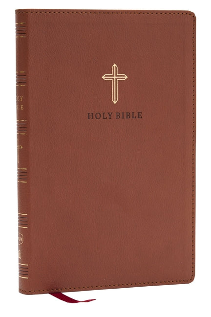 NKJV Holy Bible, Ultra Thinline, Brown Leathersoft, Red Letter, Comfort Print - Ingram