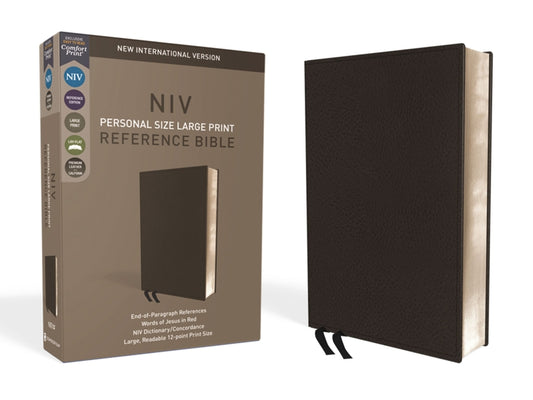 NIV, Personal Size Reference Bible, Large Print, Premium Leather, Black, Red Letter Edition, Comfort Print - Ingram