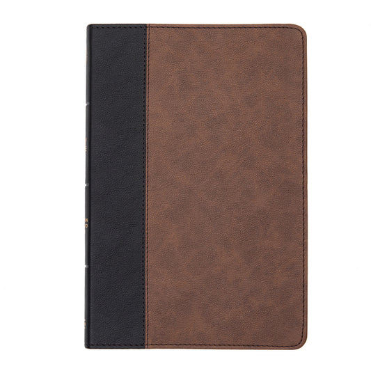 CSB Large Print Thinline Bible, Black/Brown Leathertouch - Ingram