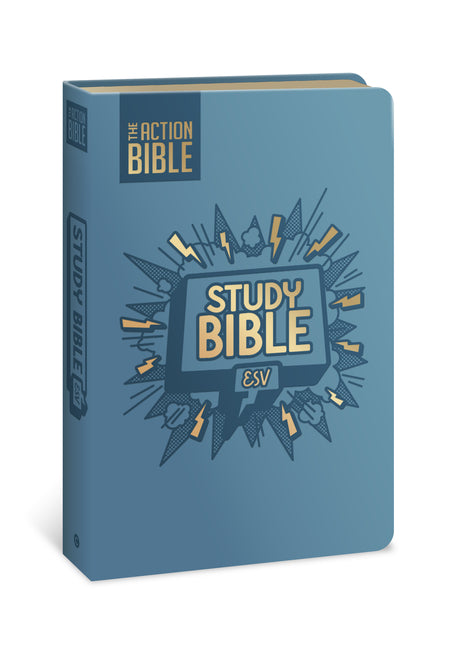 Action Bible Study Bible Esv, Leathersoft, Blue, Full Color - Ingram