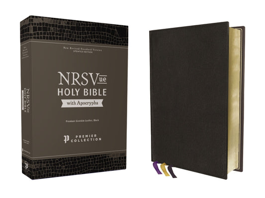 Nrsvue, Holy Bible with Apocrypha, Premium Goatskin Leather, Black, Premier Collection, Art Gilded Edges, Comfort Print - Ingram