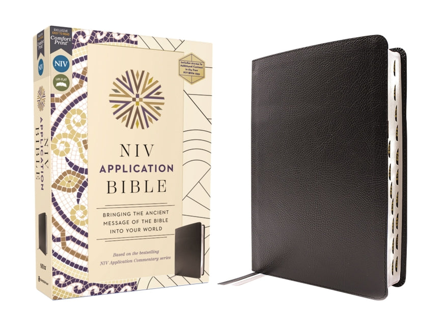 NIV Application Bible, European Bonded Leather, Black, Red Letter, Thumb Indexed, Comfort Print: Bringing the Ancient Message of the Bible Into Your W - Ingram