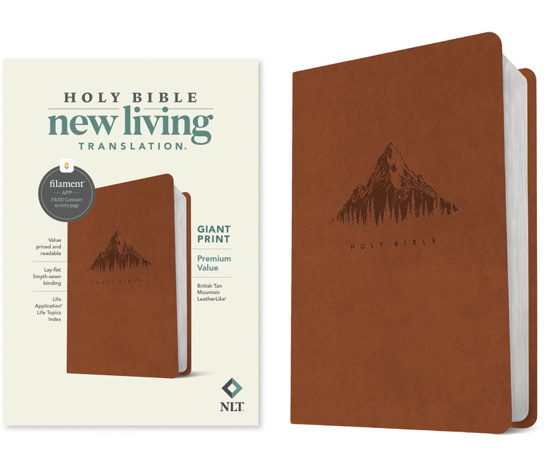 NLT Giant Print Premium Value Bible, Filament Enabled (Leatherlike, British Tan Mountain) - Ingram