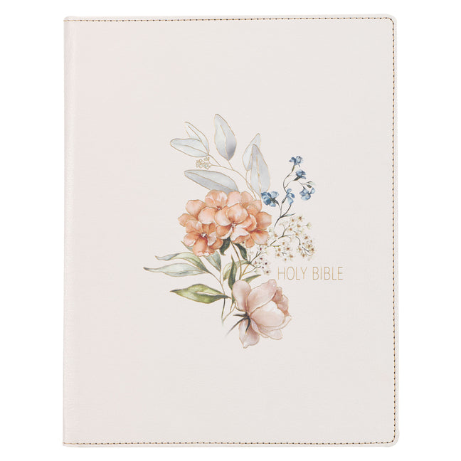 KJV Note-Taking Bible LP Faux Leather Hc White Floral - Ingram