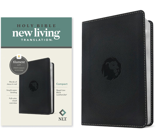 NLT Compact Bible, Filament Enabled (Leatherlike, Regal Lion Black, Red Letter) - Ingram