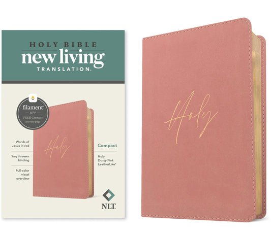 NLT Compact Bible, Filament Enabled (Leatherlike, Holy Dusty Pink, Red Letter) - Ingram