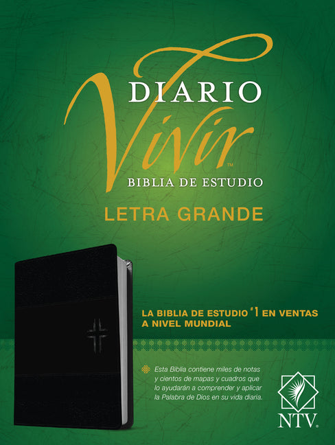 Biblia de Estudio del Diario Vivir Ntv, Letra Grande (Sentipiel, Negro/Ónice, Letra Roja) - Ingram