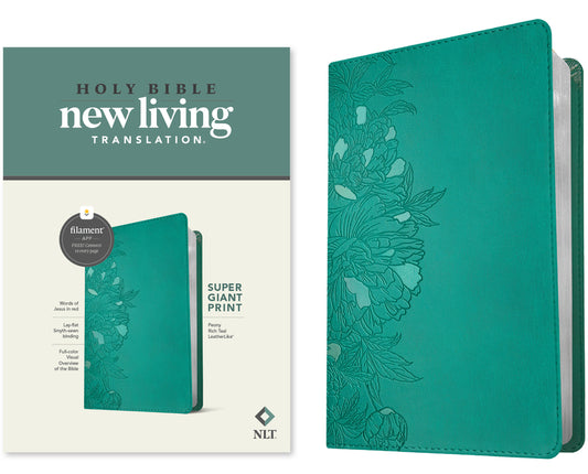 NLT Super Giant Print Bible, Filament Enabled (Leatherlike, Peony Rich Teal, Red Letter) - Ingram