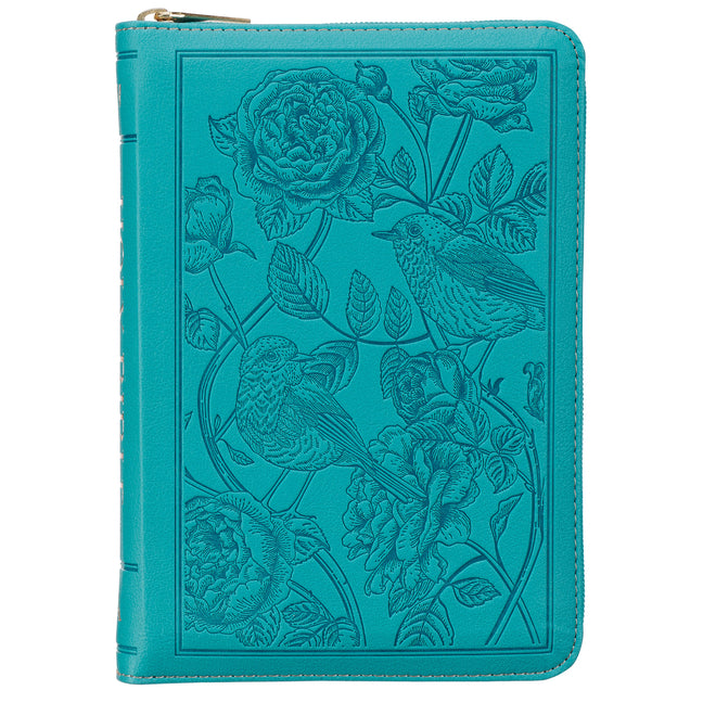 KJV Bible Compact Bible Faux Leather Teal W/Zipper - Ingram