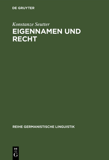 Eigennamen und Recht (Reprint 2016) - Ingram