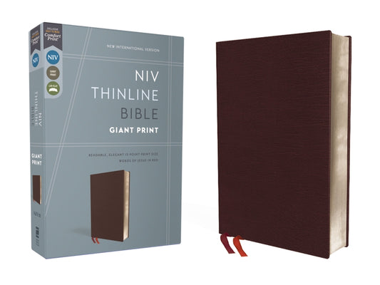 NIV, Thinline Bible, Giant Print, Bonded Leather, Burgundy, Red Letter Edition (Special) - Ingram
