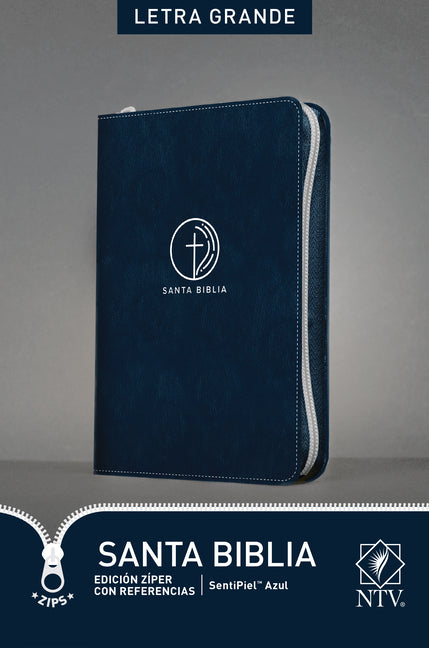 Santa Biblia Ntv, Edición Zíper Con Referencias, Letra Grande (Sentipiel, Azul, Índice) - Ingram