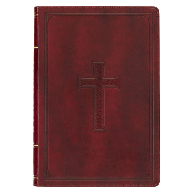 KJV Holy Bible, Thinline Large Print Faux Leather Red Letter Edition - Thumb Index & Ribbon Marker, King James Version, Burgundy - Ingram