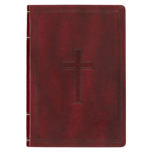 KJV Holy Bible, Thinline Large Print Faux Leather Red Letter Edition - Thumb Index & Ribbon Marker, King James Version, Burgundy - Ingram