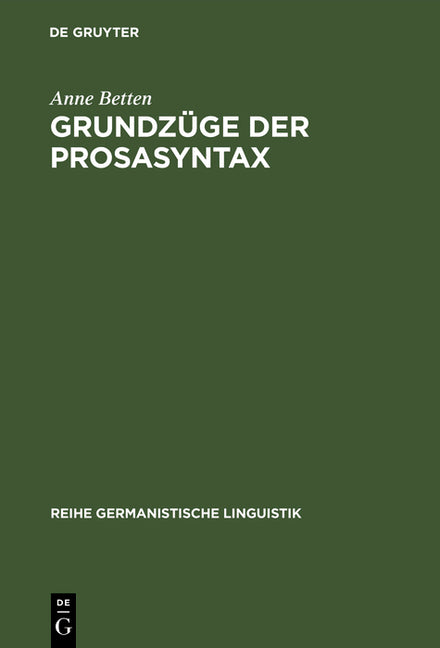 Grundzüge der Prosasyntax (Reprint 2016) - Ingram