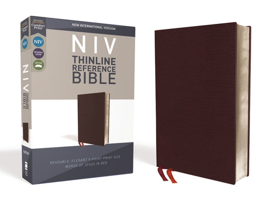 NIV, Thinline Reference Bible, Bonded Leather, Burgundy, Red Letter Edition, Comfort Print - Ingram