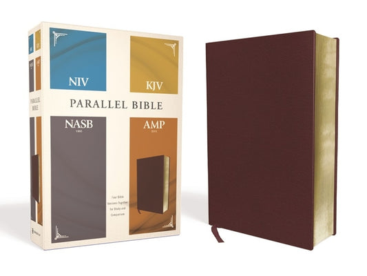 Niv, Kjv, Nasb, Amplified, Parallel Bible, Bonded Leather, Burgundy: Four Bible Versions Together for Study and Comparison - Ingram