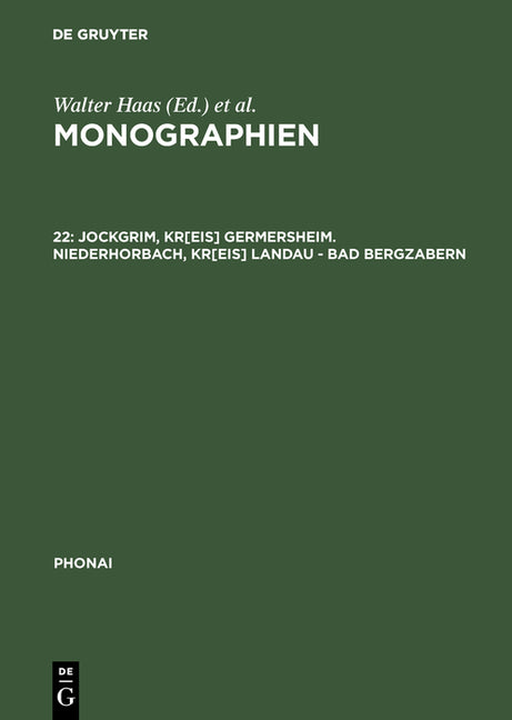Monographien, 22, Jockgrim, Kr[eis] Germersheim. Niederhorbach, Kr[eis] Landau - Bad Bergzabern (Reprint 2017) - Ingram