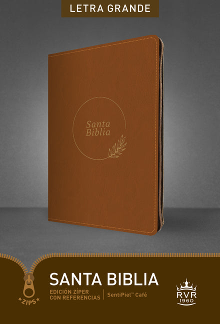 Santa Biblia Rvr60, Edición Zíper Con Referencias, Letra Grande (Sentipiel, Café, Letra Roja) - Ingram