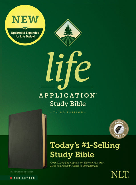 NLT Life Application Study Bible, Third Edition (Genuine Leather, Black, Indexed, Red Letter) - Ingram
