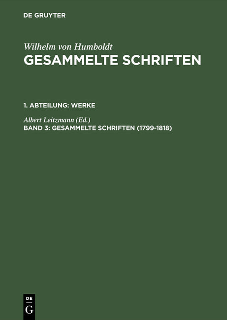 Gesammelte Schriften, Band 3, Gesammelte Schriften (1799-1818) (Reprint 2015) - Ingram