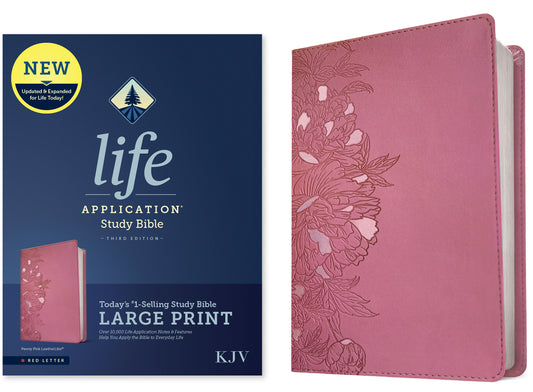 KJV Life Application Study Bible, Third Edition, Large Print (Leatherlike, Peony Pink, Red Letter) - Ingram