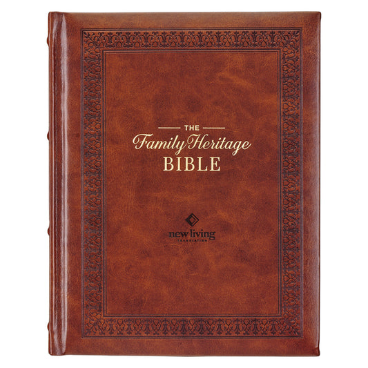 NLT Family Heritage Bible, Large Print Family Devotional Bible for Study, New Living Translation Holy Bible Faux Leather Hardcover, Additional Interac - Ingram
