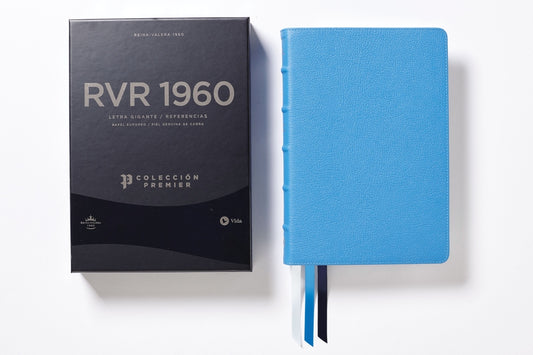 Rvr60, Santa Biblia, Colección Premier, Letra Gigante, Interior a DOS Colores, Piel Genuina de Cabra, Azul, Comfort Print: Edición Limitada - Ingram
