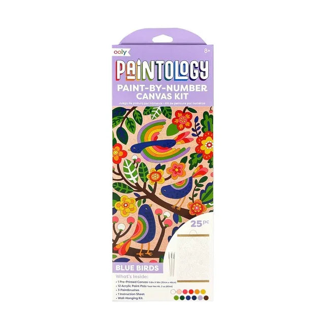 Paintology Paint by Number Canvas Kit - Blue Birds (25 PC Set) - stevensbooks