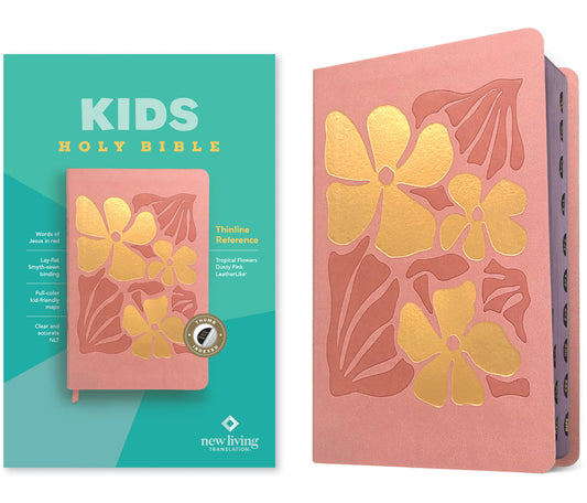 NLT Kids Bible, Thinline Reference Edition (Leatherlike, Tropical Flowers Dusty Pink, Indexed, Red Letter) - Ingram