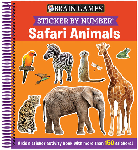 Brain Games - Sticker by Number: Safari Animals (for Kids Ages 3-6): A Kid's Sticker Activity Book with More Than 150 Stickers! [With Sticker(s)] - Ingram