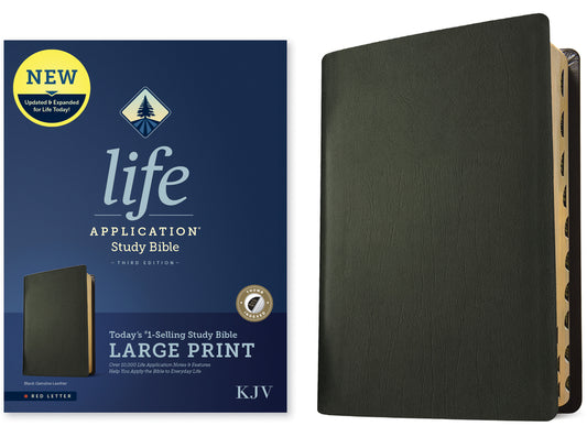 KJV Life Application Study Bible, Third Edition, Large Print (Genuine Leather, Black, Indexed, Red Letter) - Ingram