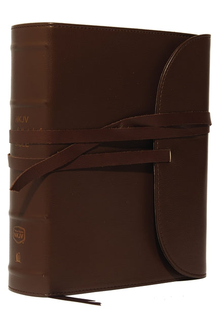 NKJV, Journal the Word Bible, Large Print, Premium Leather, Brown, Red Letter Edition: Reflect, Journal, or Create Art Next to Your Favorite Verses - Ingram