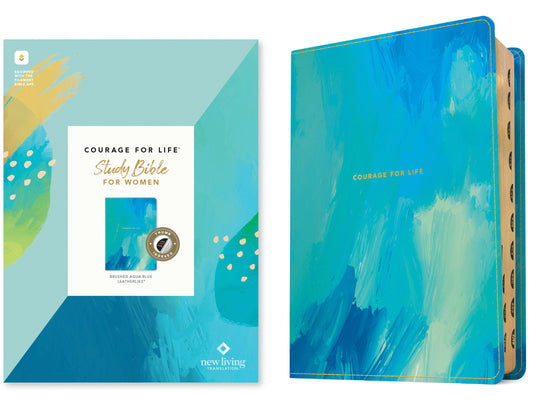 NLT Courage for Life Study Bible for Women, Filament Enabled (Leatherlike, Brushed Aqua Blue, Indexed) - Ingram
