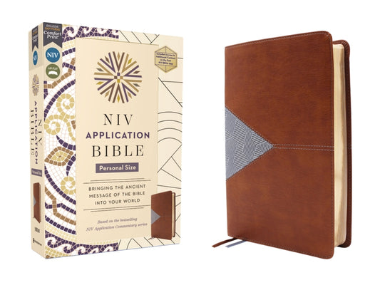 NIV Application Bible, Personal Size, Leathersoft, Brown/Blue, Red Letter, Comfort Print: Bringing the Ancient Message of the Bible Into Your World - Ingram