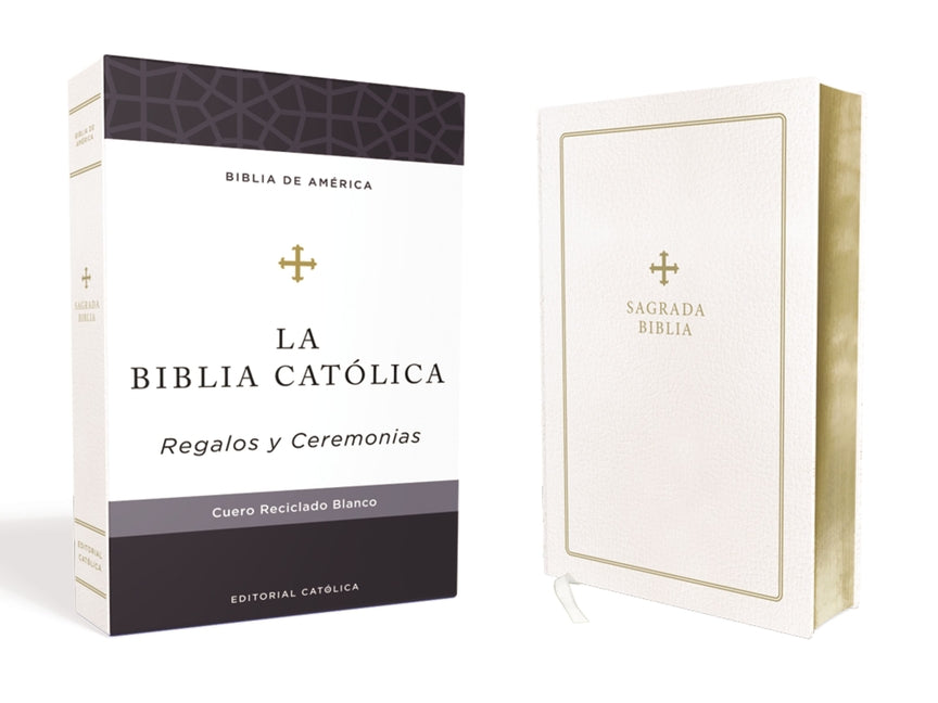 Biblia Católica, Regalos Y Ceremonias, Piel Reciclada, Blanco, Comfort Print - Ingram