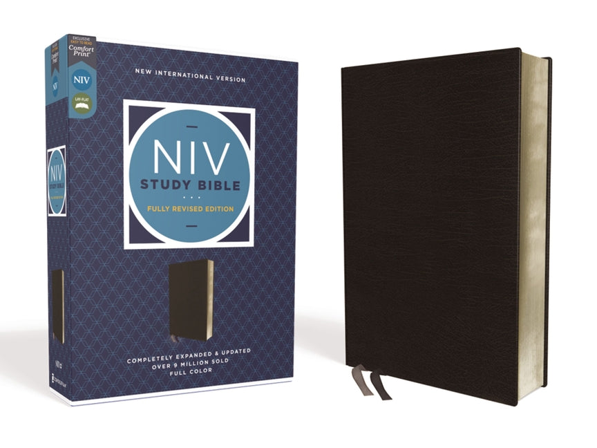 NIV Study Bible, Fully Revised Edition, Bonded Leather, Black, Red Letter, Comfort Print - Ingram