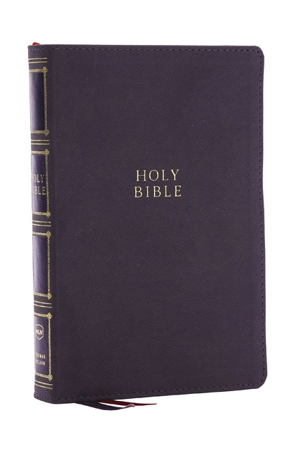 Nkjv, Compact Center-Column Reference Bible, Gray Leathersoft, Red Letter, Comfort Print - Ingram