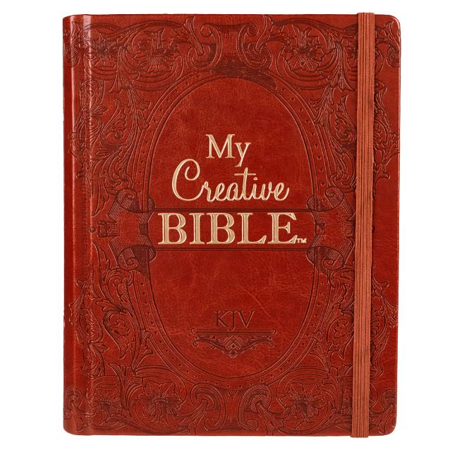 KJV Holy Bible, My Creative Bible, Faux Leather Hardcover - Ribbon Marker, King James Version, Toffee Brown W/Elastic Closure - Ingram