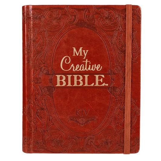 KJV Holy Bible, My Creative Bible, Faux Leather Hardcover - Ribbon Marker, King James Version, Toffee Brown W/Elastic Closure - Ingram