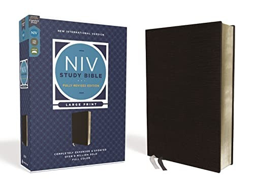 Cover of NIV Study Bible, Fully Revised Edition, Large Print, Bonded Leather, Black, Red Letter, Comfort Print