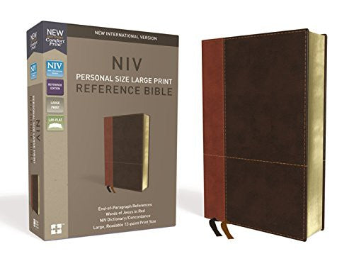 NIV, Personal Size Reference Bible, Large Print, Imitation Leather, Brown, Red Letter Edition, Comfort Print